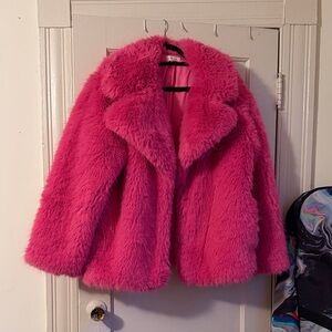 Fuzzy Pink Faux Fur Jacket